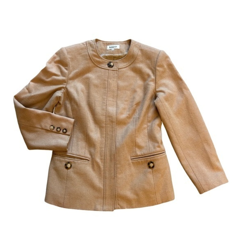 Vintage Gorgeous Wool APERITIV  Tan Blazer with Button Details
